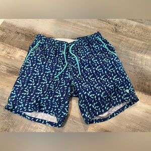 Beach Bros Men's Blue Patterned Swim Shorts